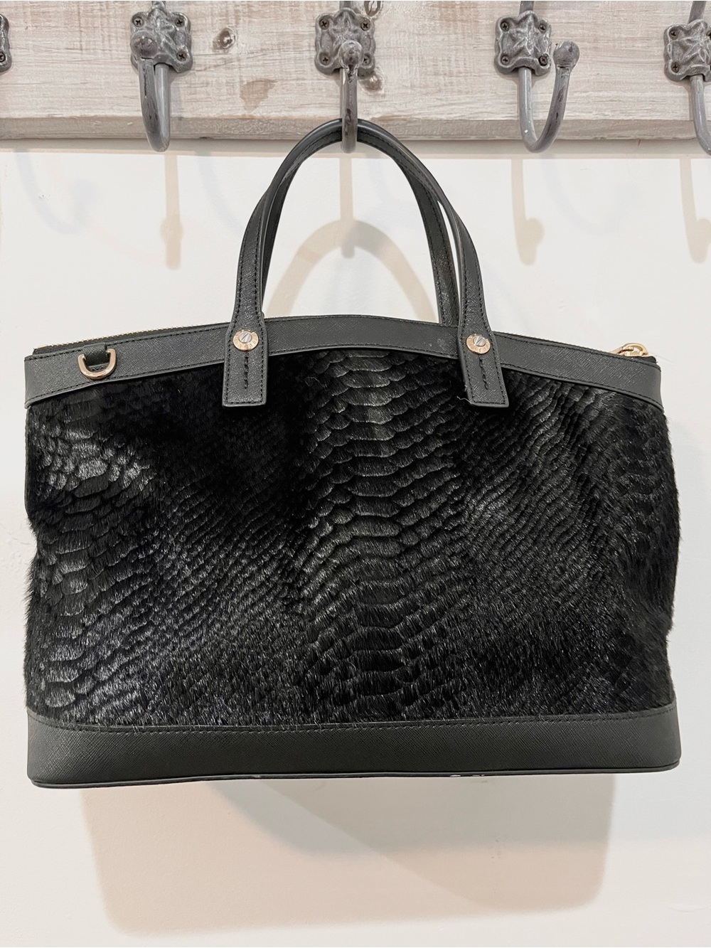 Henri Bendel West 57th Calf Hair & Saffiano Leather Crossbody/Satchel NWOT - Picture 7 of 15